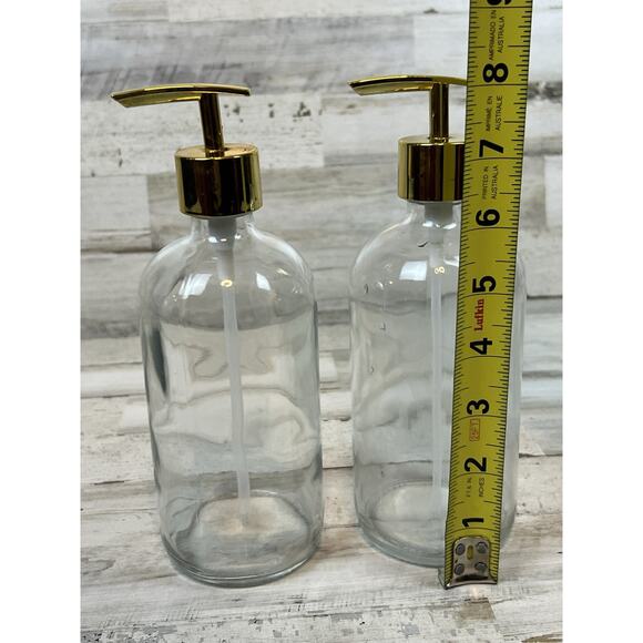 2pcs Clear Glass Kitchen or Bathroom Hand Soap Dispenser Bottle 16oz (Gold Pump) - Picture 9 of 9
